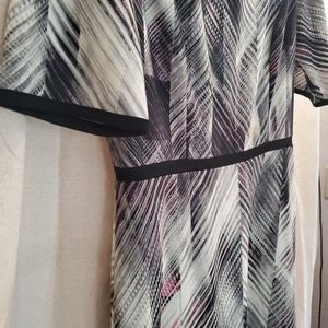 Vince Camuto Banded Round Collar Elbow-length Short-Sleeve Sheath Dress pink